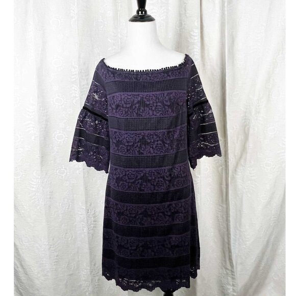 White House Black Market Dresses & Skirts - White House Black Market lace bell sleeve dress purple